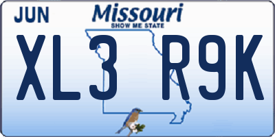 MO license plate XL3R9K