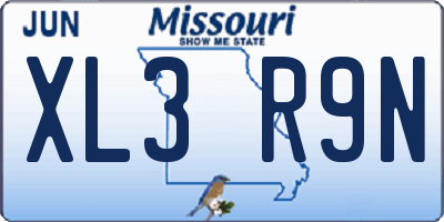 MO license plate XL3R9N