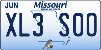 MO license plate XL3S0O