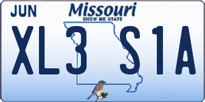 MO license plate XL3S1A