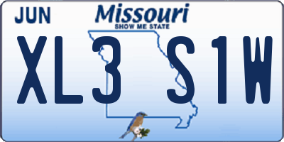 MO license plate XL3S1W