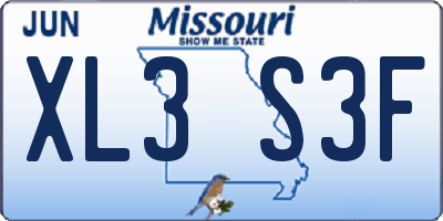 MO license plate XL3S3F