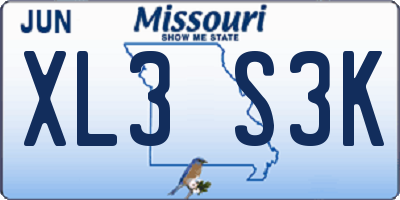 MO license plate XL3S3K