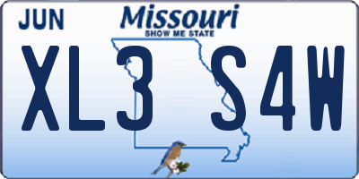 MO license plate XL3S4W