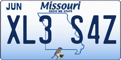 MO license plate XL3S4Z