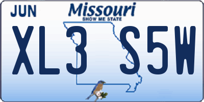 MO license plate XL3S5W