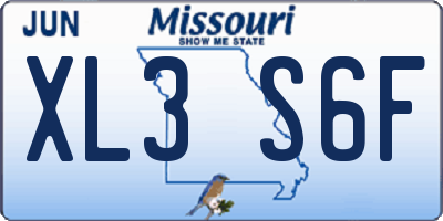 MO license plate XL3S6F