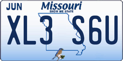 MO license plate XL3S6U