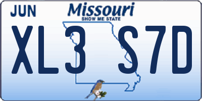 MO license plate XL3S7D