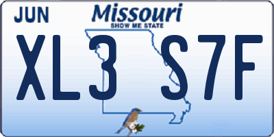 MO license plate XL3S7F