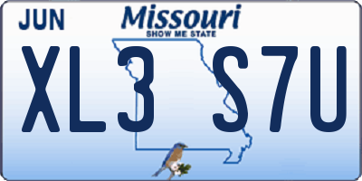 MO license plate XL3S7U