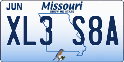 MO license plate XL3S8A