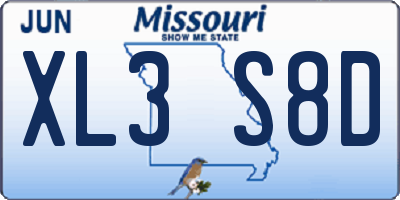 MO license plate XL3S8D
