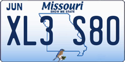 MO license plate XL3S8O