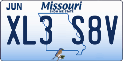 MO license plate XL3S8V