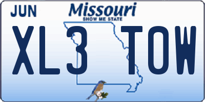 MO license plate XL3T0W