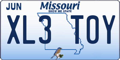 MO license plate XL3T0Y