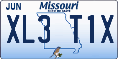 MO license plate XL3T1X