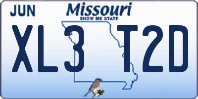 MO license plate XL3T2D