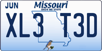 MO license plate XL3T3D