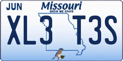MO license plate XL3T3S