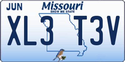 MO license plate XL3T3V