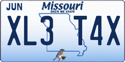 MO license plate XL3T4X