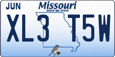 MO license plate XL3T5W
