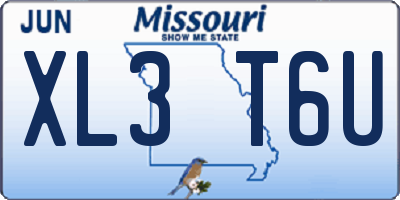 MO license plate XL3T6U
