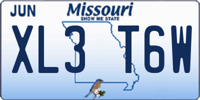 MO license plate XL3T6W