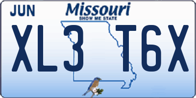 MO license plate XL3T6X