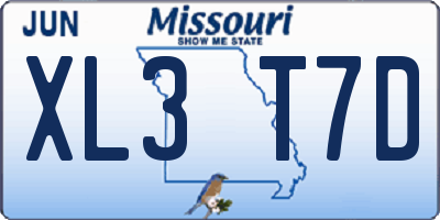 MO license plate XL3T7D