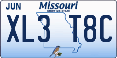 MO license plate XL3T8C