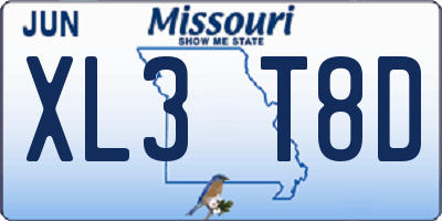MO license plate XL3T8D