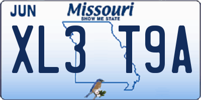 MO license plate XL3T9A