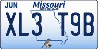 MO license plate XL3T9B