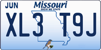 MO license plate XL3T9J