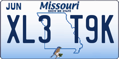 MO license plate XL3T9K