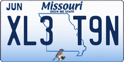 MO license plate XL3T9N