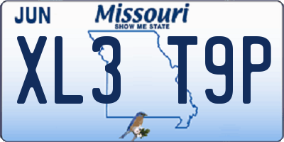 MO license plate XL3T9P