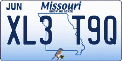 MO license plate XL3T9Q
