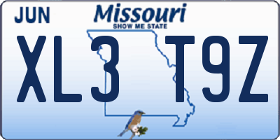 MO license plate XL3T9Z