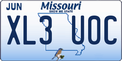 MO license plate XL3U0C