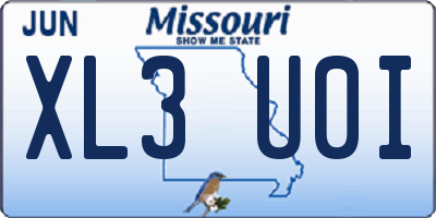 MO license plate XL3U0I