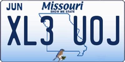 MO license plate XL3U0J