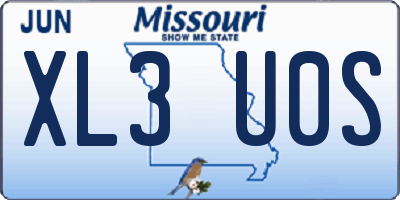 MO license plate XL3U0S