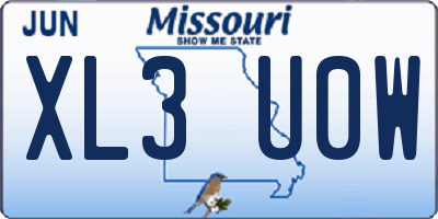 MO license plate XL3U0W