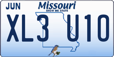 MO license plate XL3U1O