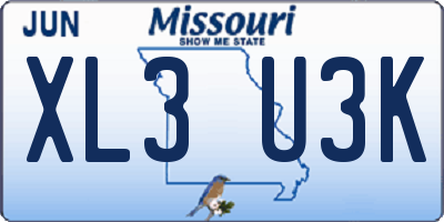 MO license plate XL3U3K
