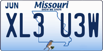 MO license plate XL3U3W